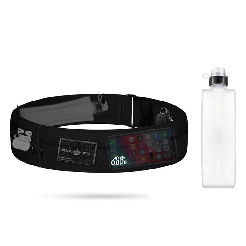 Invisible Sports Hydration Belt Bag Running Phone Belt Waist Pack with Water Bottle Holder for Men Women Cycling Hiking Walking